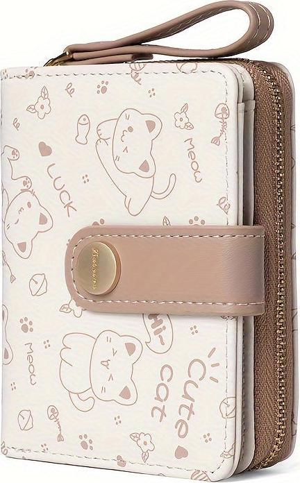 Immagine prodotto Only-Bags.Store Portafoglio corto con motivo a gatto, frizione, portamonete, mini porta carte di credito