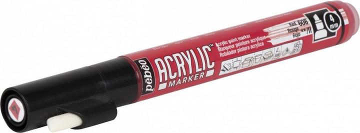 Actual product image Pebeo Acrylic Marker Medium Angular Tip 4mm (Red, 4 mm)