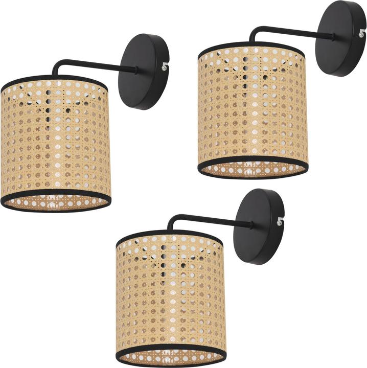 Actual product image Lux.Pro Southend wall light set of 3 rattan look (E14)