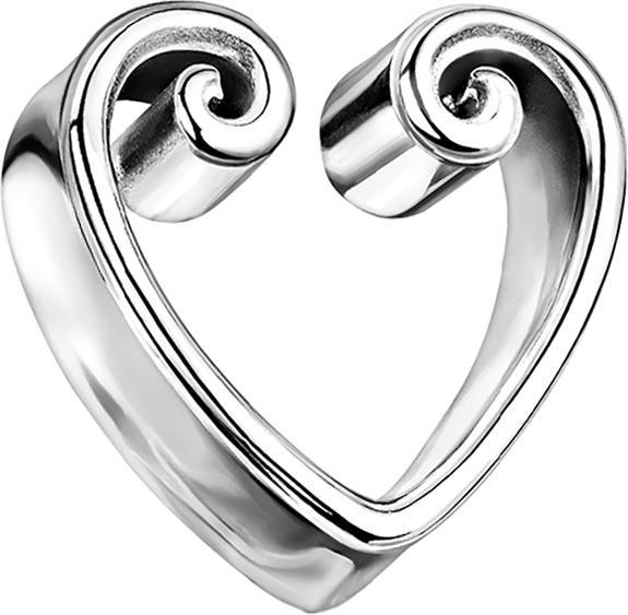Produktbild Star Piercing Flared Tunnel silber Vintage Herz (ohne Messing, Chirurgenstahl 316L)