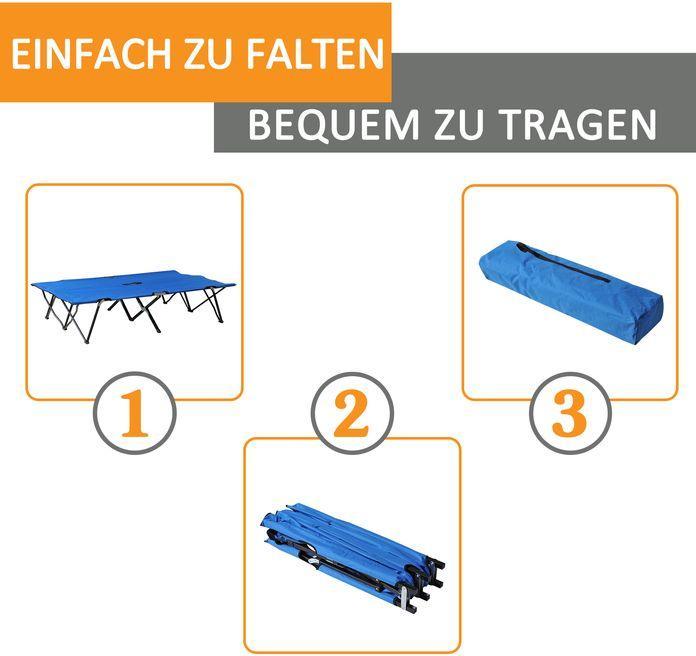 Actual product image Swisshandel24 Folding camping bed for 2 people Camp bed Folding bed with carrying bag, load capacity up to 136 kg