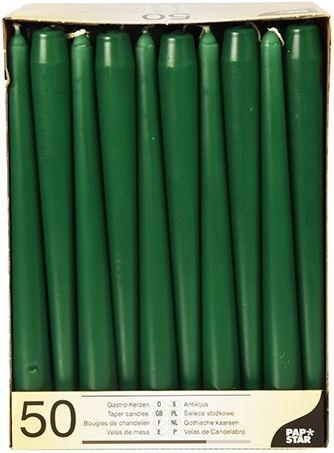 Papstar Leuchterkerzen, 22 mm, dunkelgrün, 50er Pack Durchmesser: 22 mm, Höhe: 250 mm, Brenndauer: ca. 7... (50 Stk.)
