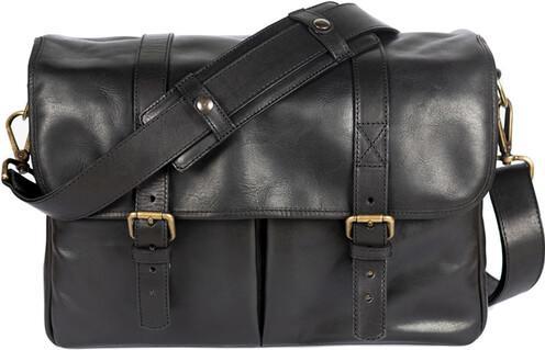 Bronkey Roma Leder-Messenger-Tasche, schwarz (Sac à bandoulière pour appareil photo)