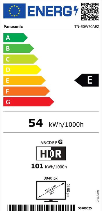 Energy Label Panasonic TN-50W70AEZ (50", LCD, 4K, 2024)