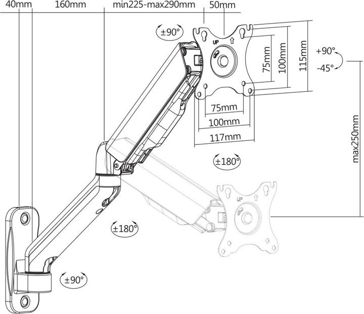 Actual product image Deltaco ARM-0360 (Wall, 32")