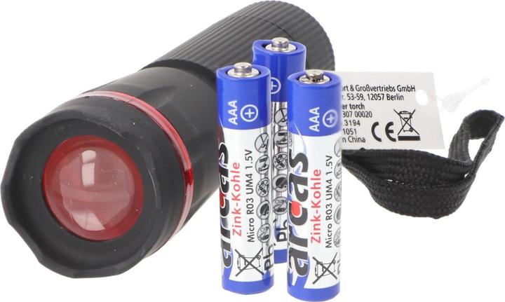 Produktbild Arcas ARC-1 Watt Zoom LED plastic torch / 1 x High Power LED, 60 lumen (3.25 cm, 60 lm)