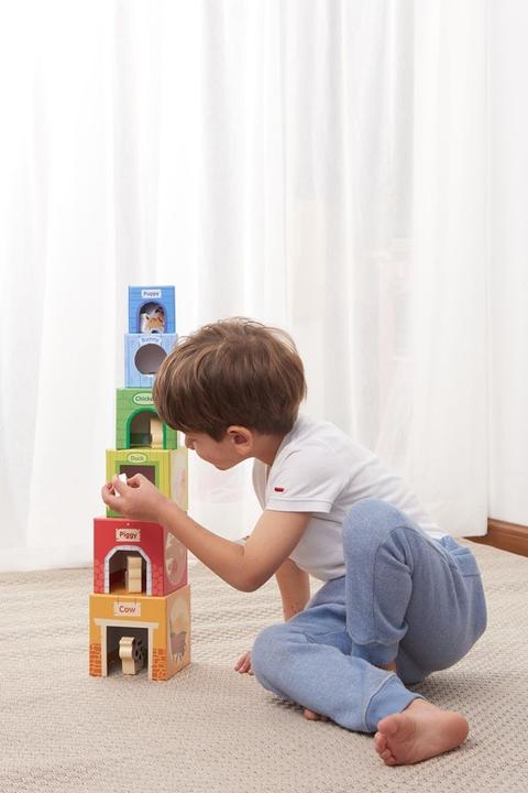 Actual product image Spielba Stacking tower with wooden animals