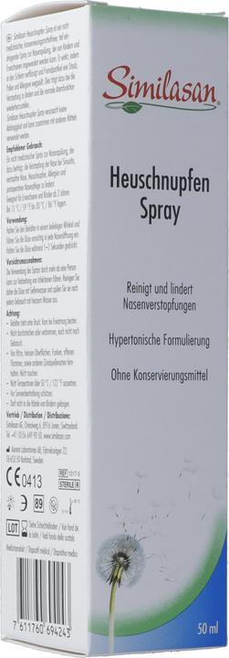Nährwerte und Zutaten Similasan Heuschnupfen Spray (1 Stück)