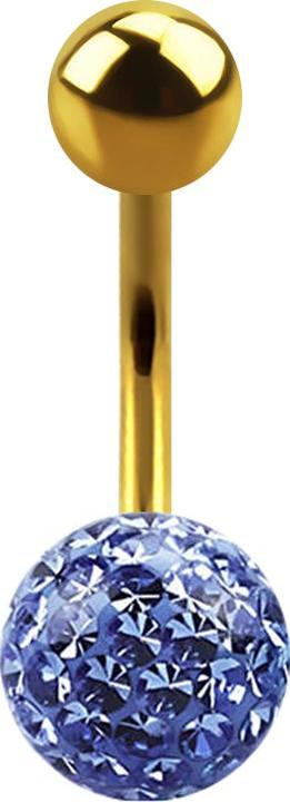 Immagine prodotto Star Piercing Banana placcata in oro con sfera e sfera di cristallo strato protettivo epossidico azzurro (senza ottone, Titanio G23)