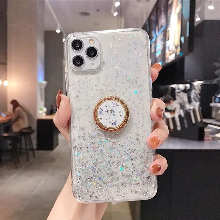 Image du produit PhoneLook Coque Gel paillettes argentées avec anneau (Apple iPhone 14 Pro)