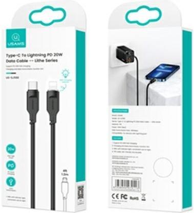 Produktbild Usams Ladekabel Typ-C zu Lightning PD - Schwarz (1.20 m, USB 3.0)