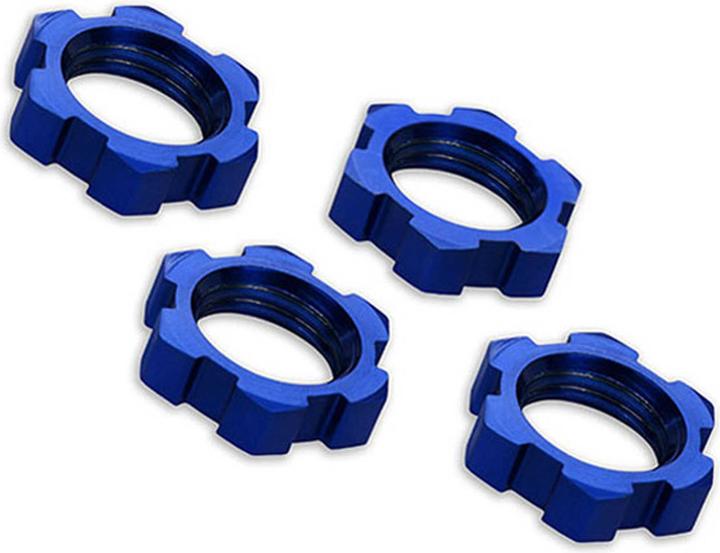 Actual product image Traxxas Rim nut, Splined, 17mm, Serrated blue anodized 4
