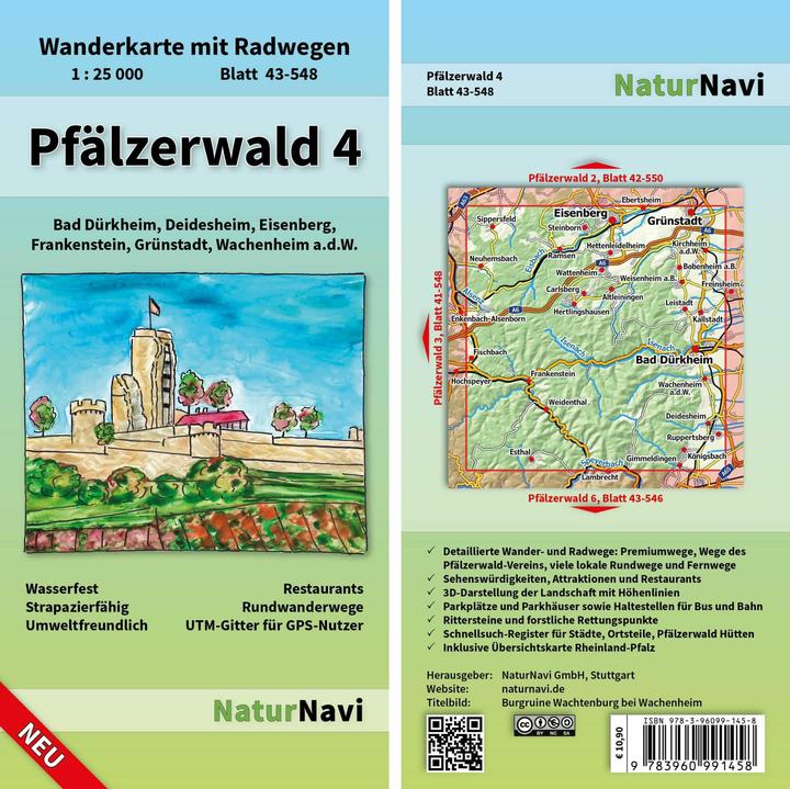 Produktbild NaturNavi Wanderkarte mit Radwegen Pfälzerwald. Tl.4