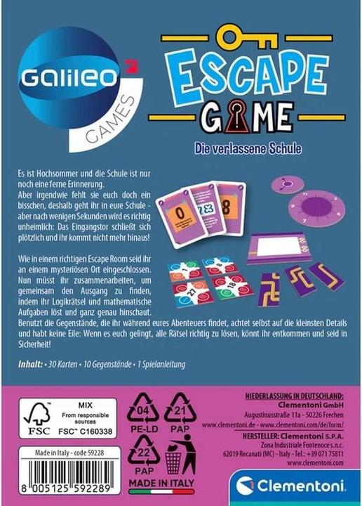 Actual product image Clementoni Galileo Escape The Abandoned School (German)