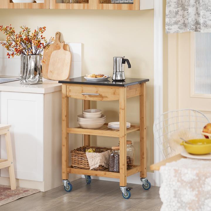 Actual product image SoBuy Kitchen trolley with granite worktop