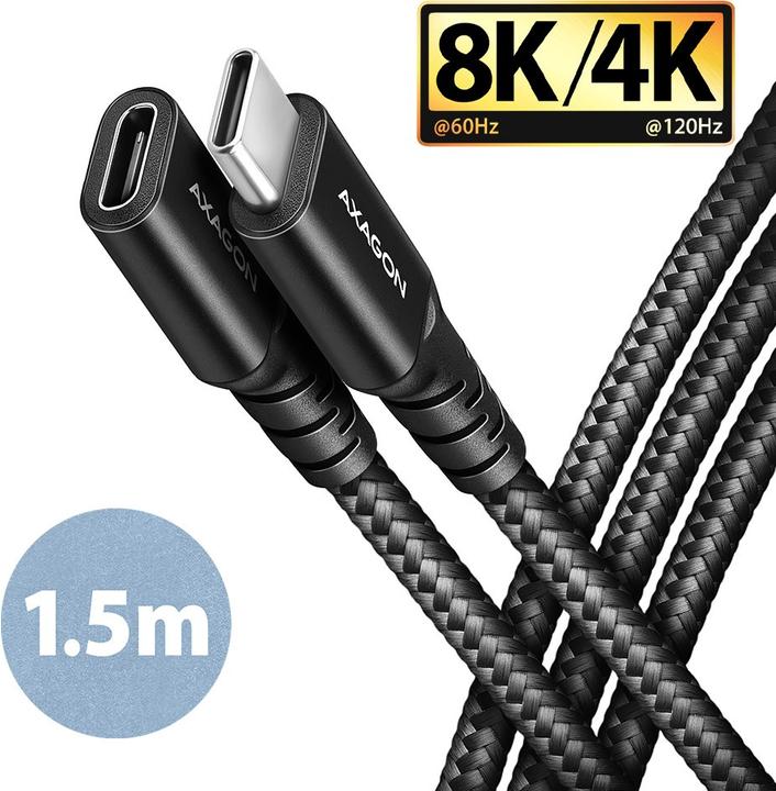 Actual product image Axagon BUCM32-CF15AB Kabelis Extension Cable Gen2 USB-C - USB-C 1.5 m, 5 A, 20 Gbit (1.50 m, USB 3.2 Gen 2x2)