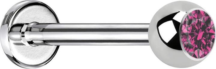 Image du produit Star Piercing Micro Labret argenté avec boule de cristal rose (sans laiton, Acier chirurgical 316L)