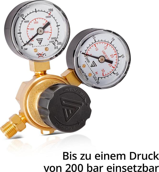 Actual product image Stahlwerk Mini pressure reducer Pressure regulator 200 bar for argon CO2 mix