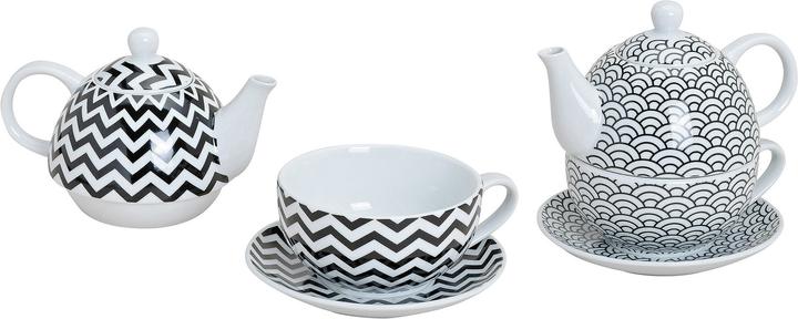 Actual product image G. Wurm Teapot Retro, with cup and saucer, made of porcelain, 3 pieces, pattern semicircular (0.40 l)