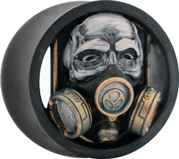 Produktbild Star Piercing Flared Tunnel schwarz Gasmaske (Chirurgenstahl 316L, Mineralisch, ohne Messing)