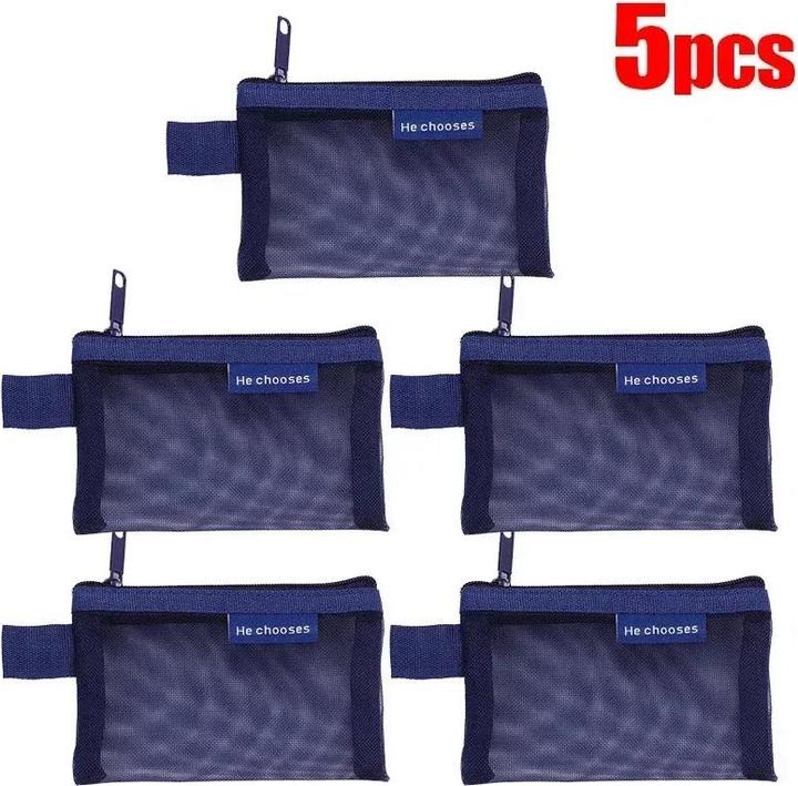 Produktbild Only-Bags.Store 5 Pcs Mini Mesh Lagerung Taschen Multi-farbe Tragbare Mäppchen Halter Münze Kosmetik Schmuck Reise