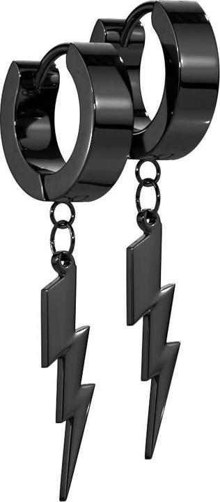 Produktbild Star Piercing Ohrring zum Klappen schwarz mit Anhänger Blitz (ohne Messing, Chirurgenstahl 316L)