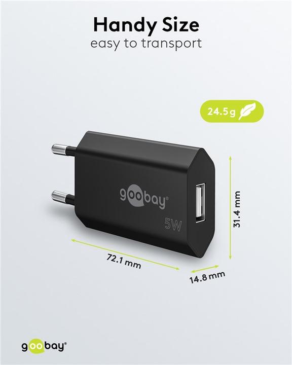 Produktbild Goobay USB-A Ladegerät Slim (5 W)