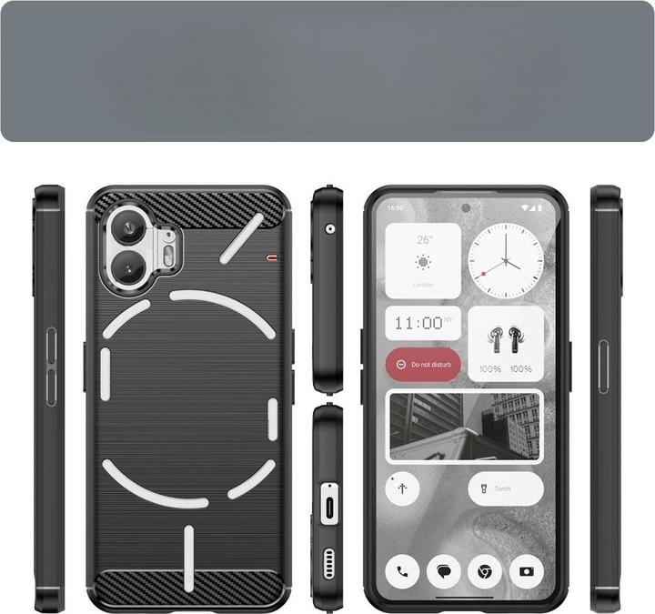 Produktbild Cover-Discount Nothing Phone (2) - Metall Carbon Look Hülle schwarz (Nothing Phone (2))
