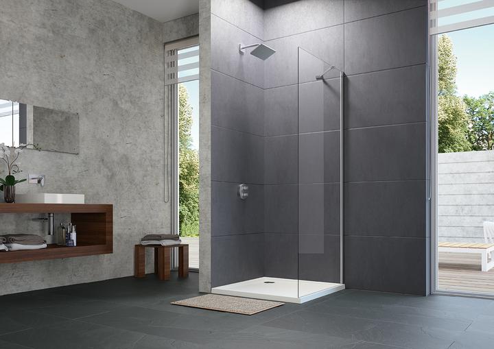 Immagine prodotto Hüppe Parete laterale di design puro per porta basculante Fermo a sinistra e a destra per piatto do (200 cm, 89 cm, 6 cm)