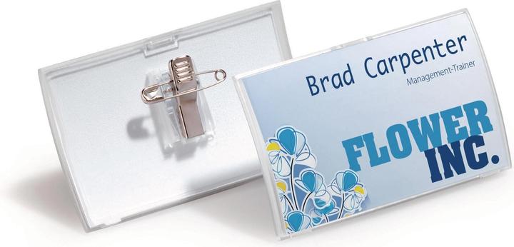 Actual product image Durable Name tag w. combination clip 54x90mm