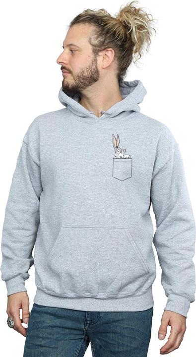 Immagine prodotto Looney Tunes Bugs Bunny Faux Pocket Felpa con Cappuccio Uomo (S)
