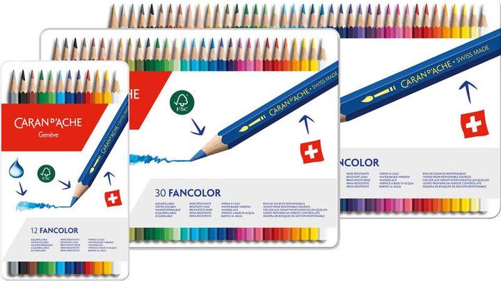 Actual product image Caran d'Ache Fancolor coloured pencils metal box (Multicoloured, 40 x)