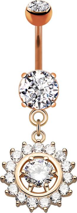 Image du produit Star Piercing Banane rose doré avec pendentif couronne de cristal (Laiton, Acier chirurgical 316L)