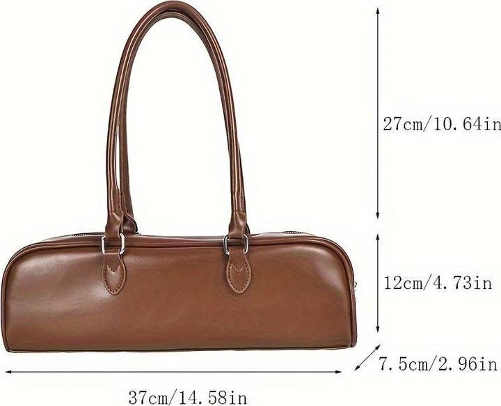 Only-Bags.Store Classic retro baguette bag, PU leather long handbag with zip, fashionable purse