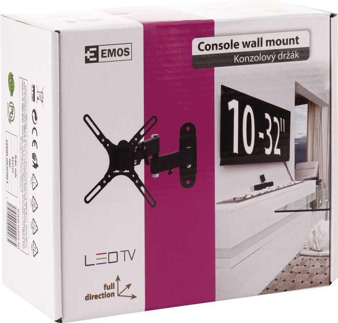 Produktbild Emos TV-Wandhalterung neigbar und schwenkbar 10–39" (25–99 cm) (Wand, 32", 25 kg)