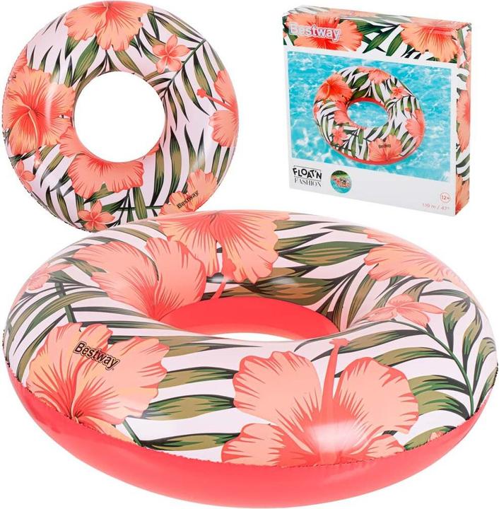 Image du produit Ikonka BESTWAY 36237 Cercle de fleurs gonflables Feuilles blanches et roses