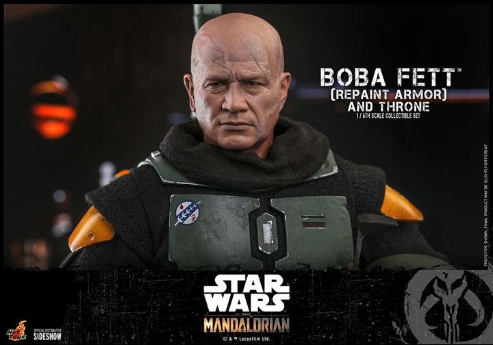 Actual product image Hot Toys Star Wars The Mandalorian Action Figure 1/6 Boba Fett (Repaint Armor) and Throne 30 cm