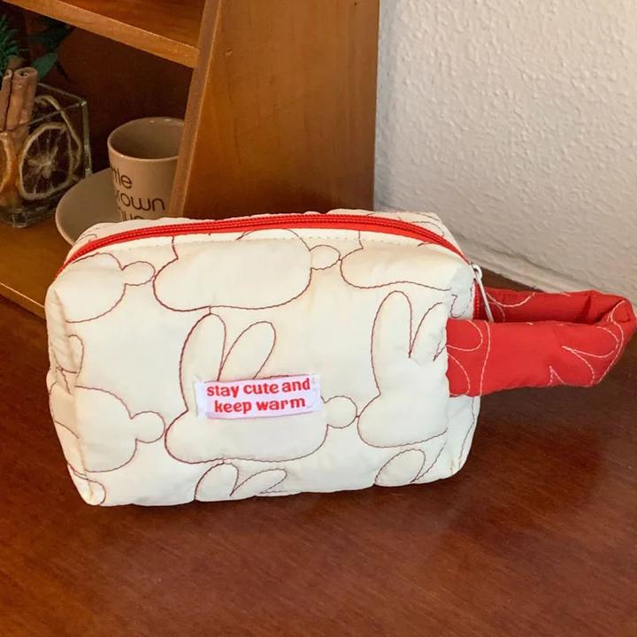 Immagine prodotto Only-Bags.Store Borsa cosmetica trapuntata in cotone con apertura a ribalta, astuccio per il trucco, sacchetto per