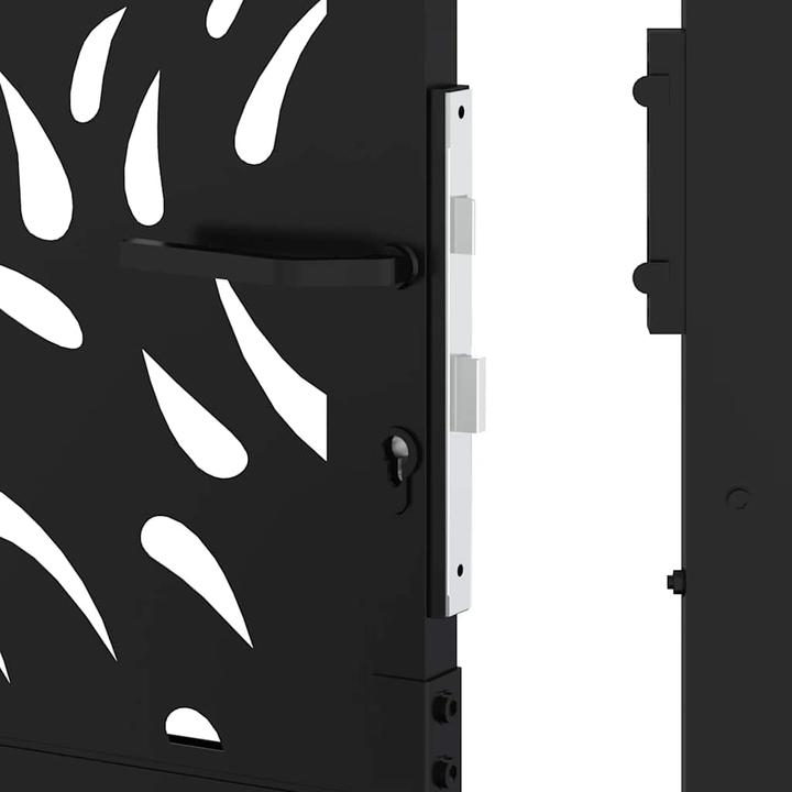 Produktbild VidaXL Gartentor Schwarz 105x205 cm Stahl Flammen-Design Zauntor Outdoor Tor