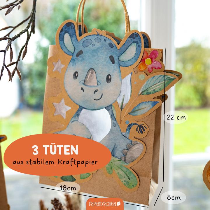 Actual product image Papierdrachen 3 children's lanterns wild animals/Africa - Set 8
