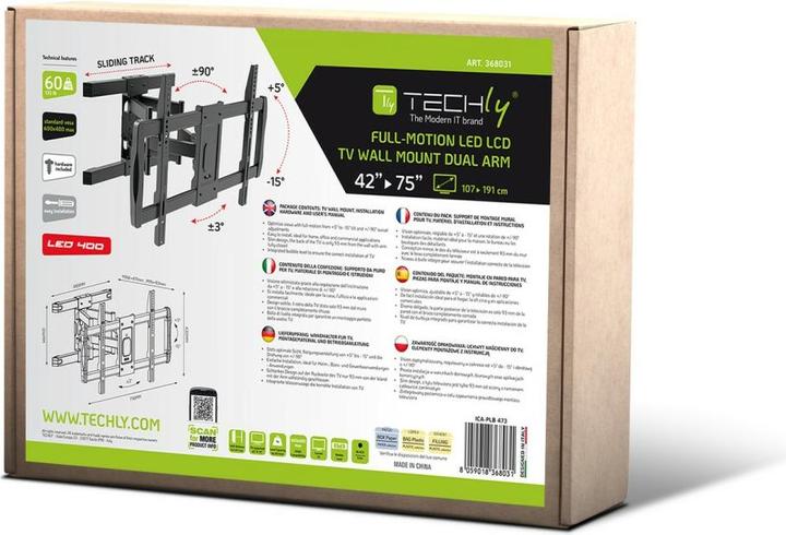 Actual product image Techly LED/LCD mount for 42-75" black (Wall, 75", 60 kg)