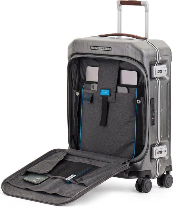 Produktbild Piquadro PQ-Light - Fast-Check Handgepäck Hartschalentrolley Schwarz/Leder (37 l, Handgepäck (bis 50l))