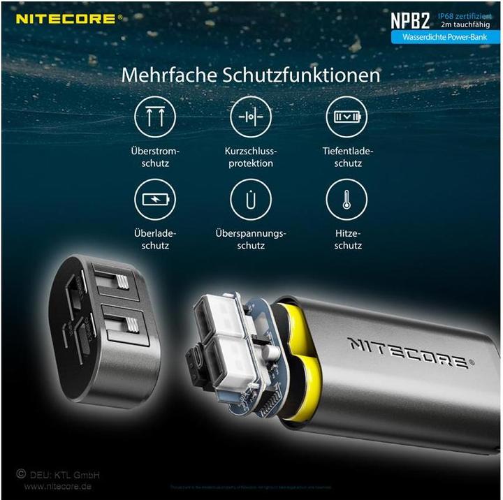 Produktbild Nitecore Powerbank NPB2 - 10000mAh, wasserdicht (10000 mAh, 18 W)