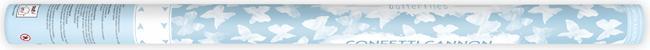 Partydeco Cannone di coriandoli con farfalle, bianco, 80 cm (1 pz.)