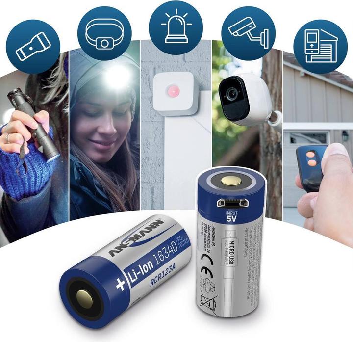 Actual product image Ansmann 16340 Li-Ion battery (1 pcs., 16340, 850 mAh)