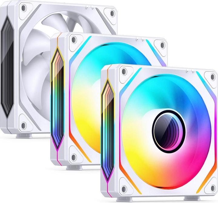 Actual product image Jonsbo ZL-120W PWM ARGB Lüfter 3er Pack, reguläre Ausrichtung - 120mm, weiss (120 mm, 3 x)
