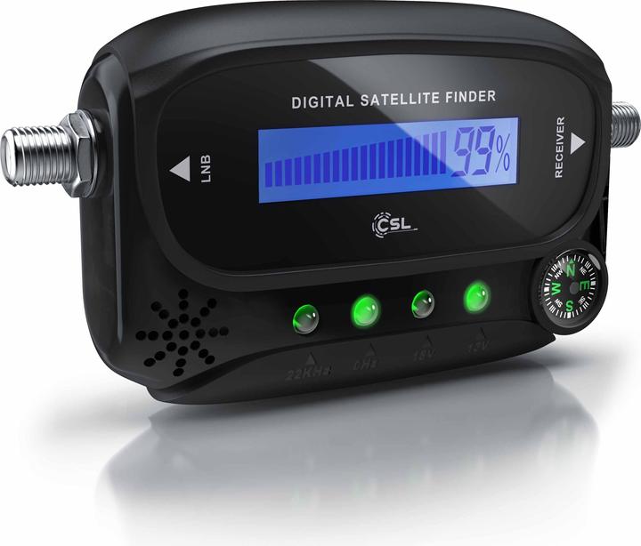 CSL Satfinder, digitaler Satellitenfinder mit Pegelskala & Signalton, Satelliten Finder, HD-fähig