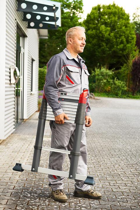 Produktbild Hailo FlexLine, Alu-Sicherheits-Teleskopleiter, 9 Sprossen (Anlegeleiter, 264 cm)