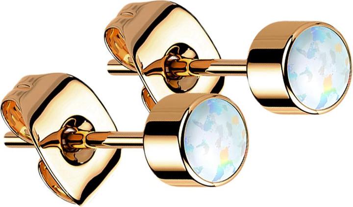 Produktbild Star Piercing Ohrstecker rosegold Zylinder Opal weiss (ohne Messing, Titan G23)