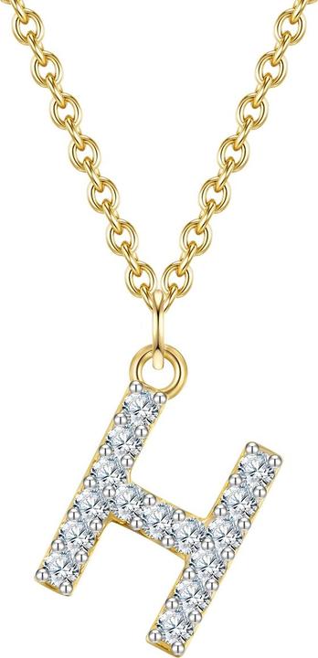Glanzstücke München Damen Buchstabe H Sterling Silber Zirkonia Gelbgold 45,0 cm Basiskette + 5,0 cm Verlängerung - 32058 (Sterling Silber, 40 - 45 cm)